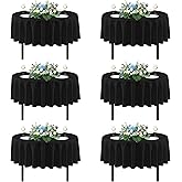 sancua 70 Inch Round Tablecloths Black, 6 Pack - Circle Fabric Cloth Table Cloths for Wedding Party Reception Banquet Birthday, Washable Polyester Table Cover (Fit 20-58 Inch Tables)