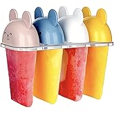Ice Lolly Moulds 4 Cavities Popsicle Molds Set with Sticks Food Grade 100% BPA Free Ice Cream Moulds Reusable Ice Lolly Stick