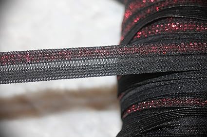 Amazon Com 2 Yards Black Metallc Red Glitter Stretch Foldover