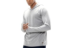 MIER Men's UPF 50+ Sun Protection Hoodie Long Sleeve SPF Fishing Hiking Running Thumbhole Shirts Hooded Quick Dry Lightweight