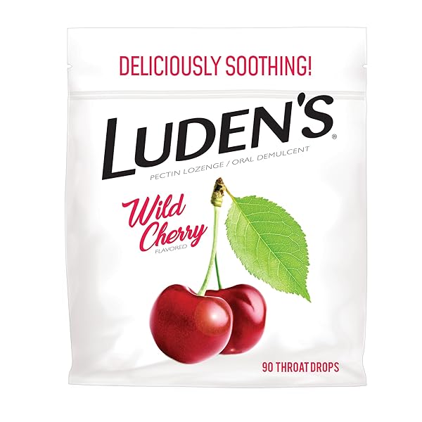 LUDENS DELICIOUSLY SOOTHING THROAT DROPS, WILD CHERRY FLAVOR, 90 COUNT