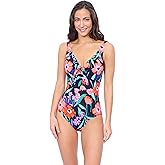 Profile by Gottex Women's V Neck One-Piece Swimsuit—Soft Cups, Underwire, Tummy Control & Adjustable Straps Swimwear