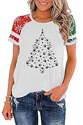 Ovazly Christmas Shirt for Women Raglan Sleeve
