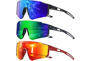 kunchu 3pack Kids Sunglasses Polarized - UV400 Protection Boys Youth Cycling Goggles Baseball Sunglasses with Glasses Strap