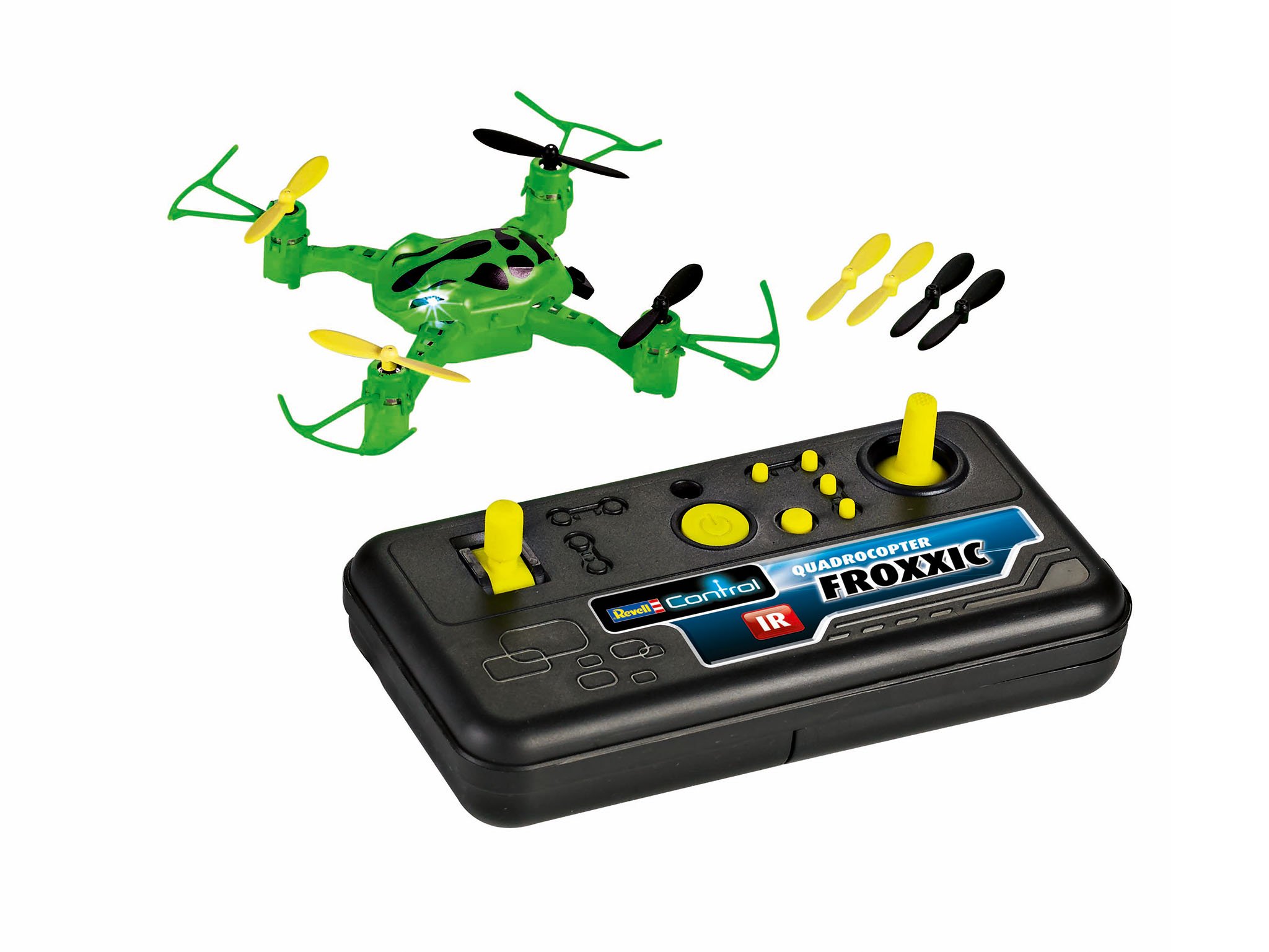 Revell Control 23884 Remote Control Mini Quadcopter Froxxic With Infra Red Control, 6 Axis Gyro, Flip Function, LED Lights, Spare Rotors, Charges Via Transmitter, 9cm in length