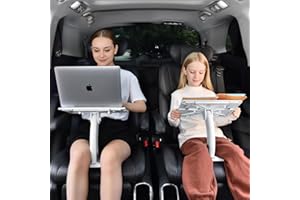 DICMKY Car Seat Tray Table, Adjustable Travel Tray for Kids/Adults, Car Lap Desk for Laptop Computer Tablet Book, Front Passenger/Rear/Driver Seat Food Eating, Essentials Accessories for Long Trips