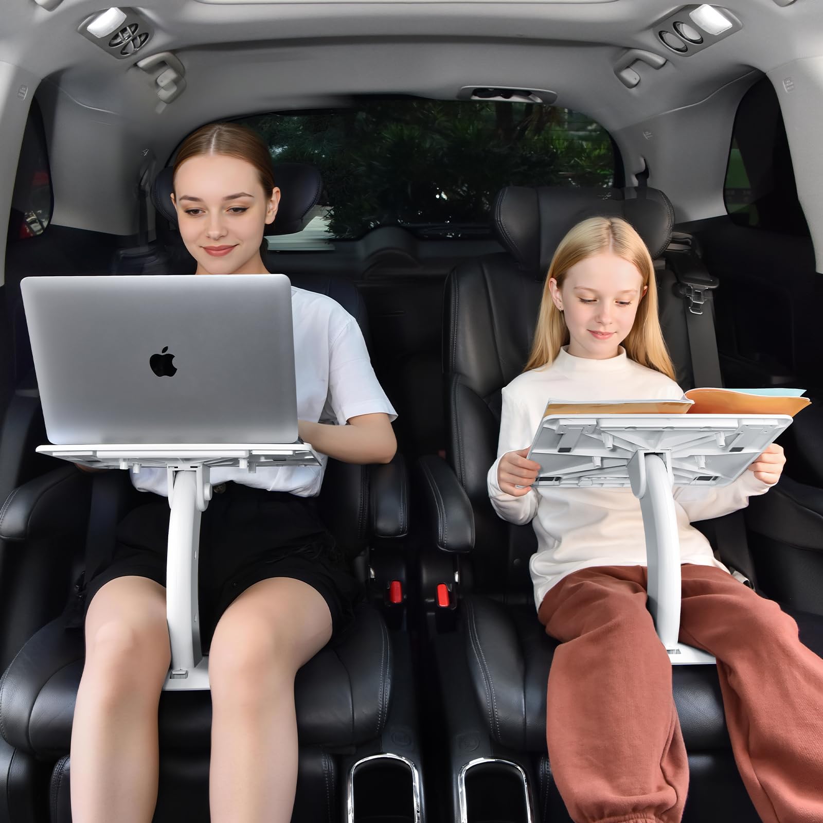 Photo 1 of DICMKY Car Seat Tray Table, Adjustable Travel Tray for Kids/Adults, Car Lap Desk for Laptop Computer Tablet Book, Front Passenger/Rear/Driver Seat Food Eating, Essentials Accessories for Long Trips