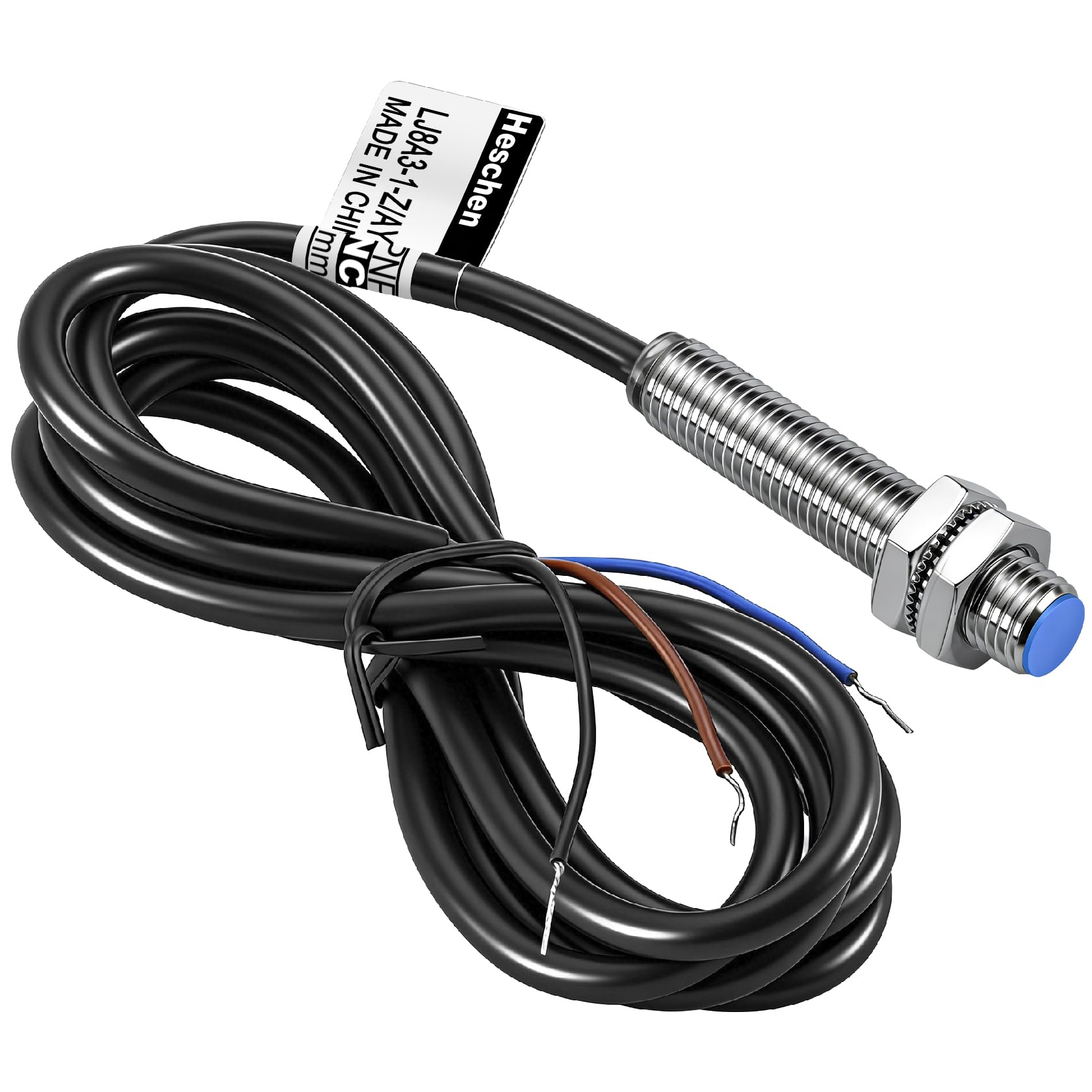Heschen M8 Inductive Proximity Sensor Switch, Shield Type, LJ8A3-1-Z/AY, Detector 1mm, 10-30VDC 200mA, PNP Normally Closed(NC), 3 Wire