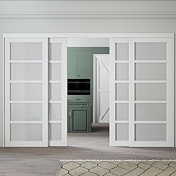Bypass Glass Sliding Closet Door 96"x80", 5 Lite