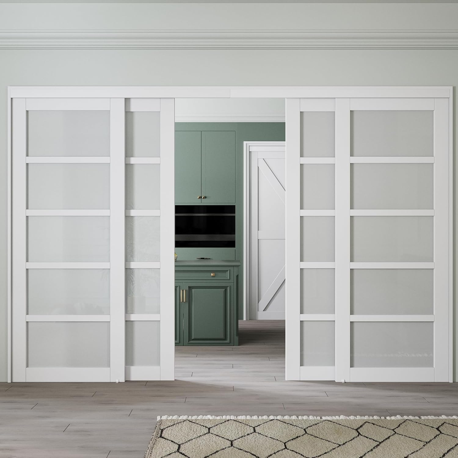 Bypass Glass Sliding Closet Door 96"x80", 5 Lite