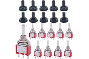 Twidec/10Pcs Mini Toggle Switch SPDT 3 Position 3 Pins ON/OFF/ON AC 125V 5A Car Boat Switches With Waterproof Cap MTS-103MZ