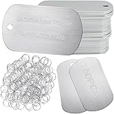 LOSYHU 50 Pack Silver Blank Aluminum Label Tags with Hanging Hole, Metal Stamping Tags Blank Set for Double-Sided Stamping and Engraving, DIY Craft Labels