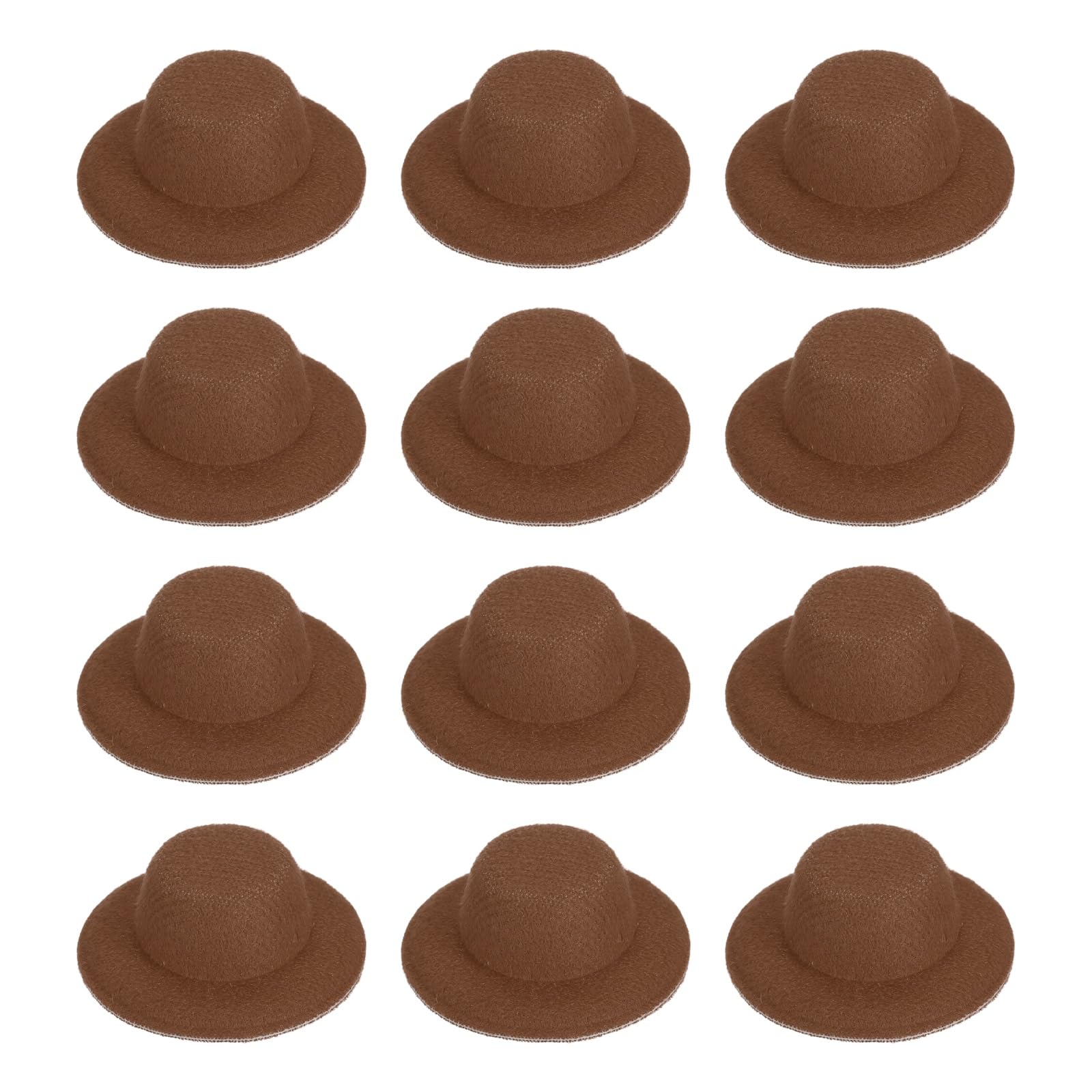 PATIKIL 5.3 Inch Mini Formal Hats, 12 Pcs Miniature Doll Hats Mini Top Hat for Crafts Hair Accessories Decorate Doll Snowman, Coffee