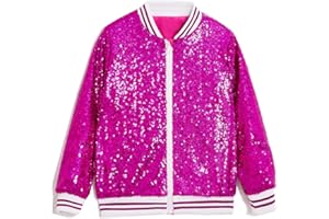 CHENBAO Girls Sequin Jackets Kids Boys Bomber Jacket Zip Up Coat Sparkle Outwear Birthday Clothes
