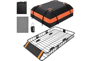 GarveeTech Roof Rack Cargo Basket 64 in x 39 in x 6 in + Waterproof Cargo Bag 21 Cubic Feet, with Waterproof Cargo Bag, Outdo