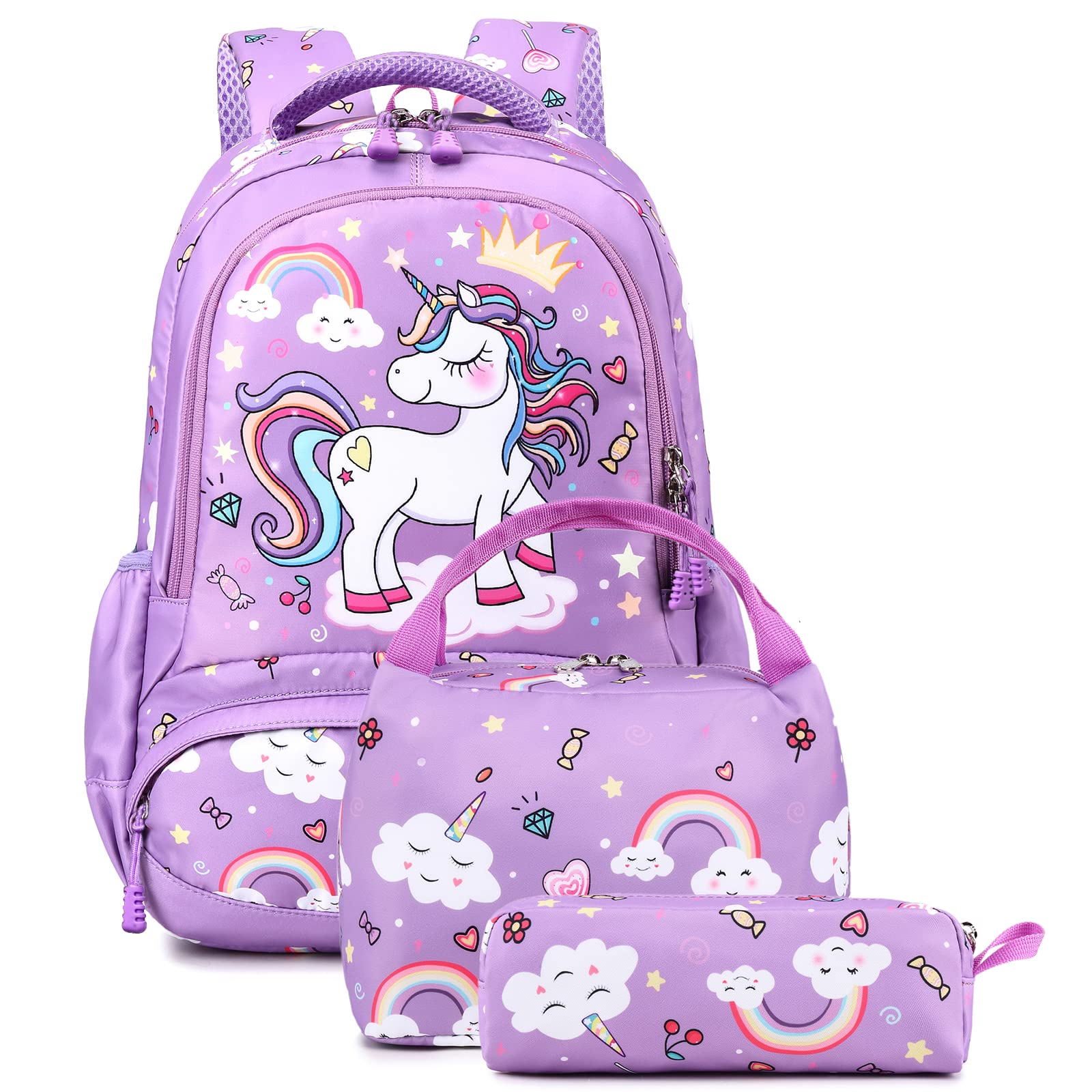 Girls Backpack Unicorn School Bag Bookbag Backpacks for Girls Elementary Teens Student Unicorn Schoolbags for Girl Children Backpack Set Kids Daypack