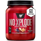 BSN N.O.-XPLODE Pre Workout Powder with Creatine, Fruit Punch, 60 Servings | Energy Supplement for Men and Women with Beta-Alanine and Creatine for Pre-Workout Performance and Endurance