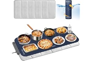Homelove Food Warming Mat Waterproof - Electric Warming Tray with 6-Level Temperature and Hours Setting, Full Surface Graphene Heating, Dishwasher-Friendly Food Warmer Mat for Parties, Kitchen (Blue)