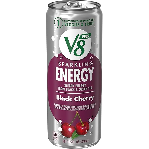 V8 +ENERGY SPARKLING BLACK CHERRY JUICE ENERGY DRINK, 11.5 FL OZ CAN