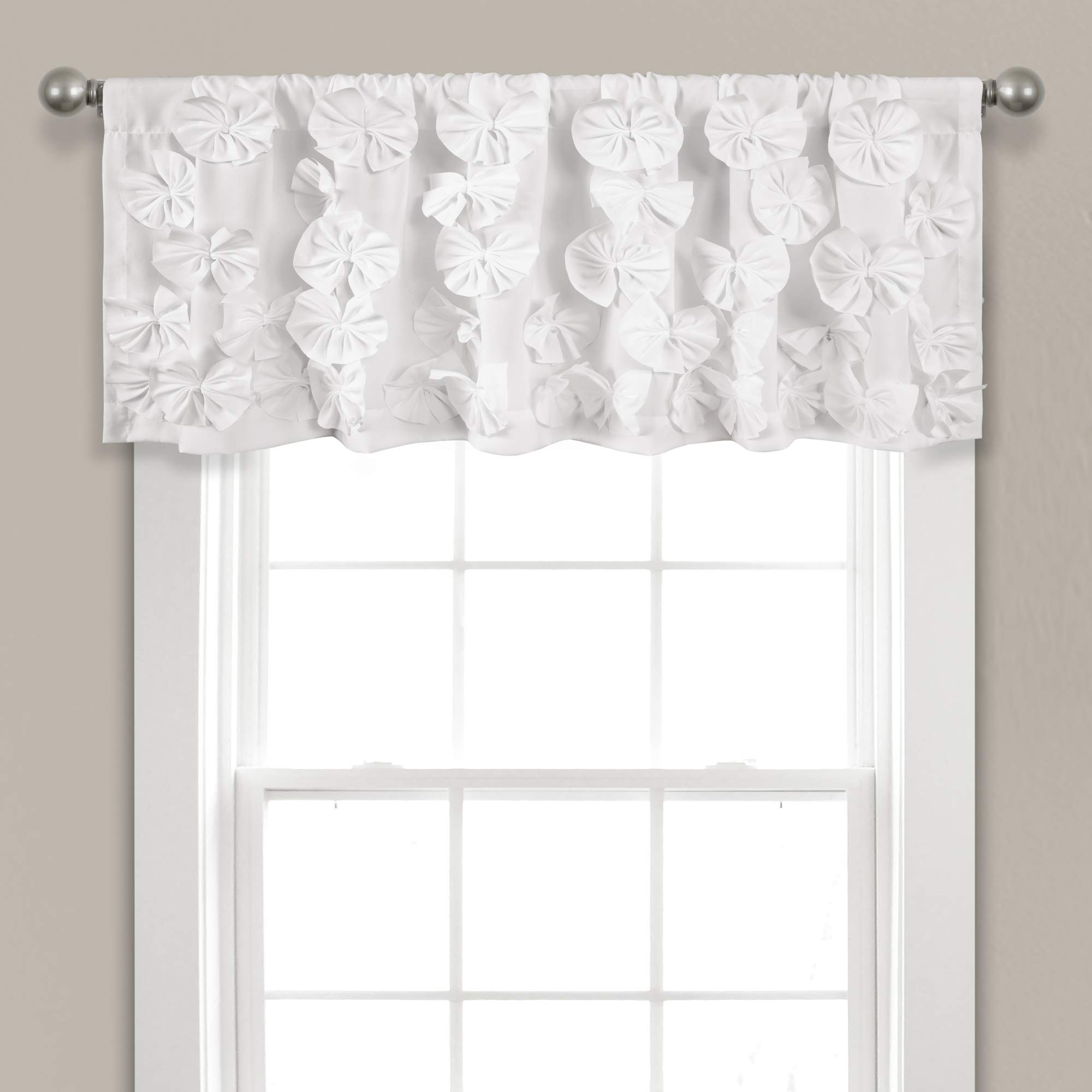 Lush Decor Riley Window Curtain (Single Panel), Polyester, White, 54" W x 18" L (Pack of 1) — image 1