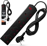 Wolf Power 4 Way Extension Lead 2m UK Plug Wall Mountable Black view 1
