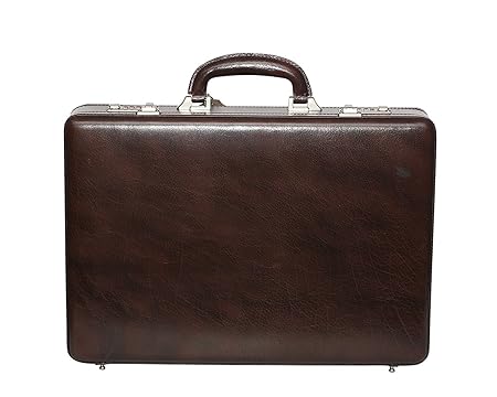 REO 100% Genuine Leather Briefcase Bag for Men |15.6 Laptop Compartment| |Expandable Features| |High Security Combo Number Lock| Color (Brown)