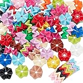 UNICRAFTALE 80Pcs Mixed Wave Beads 16mm Acrylic Rondelle Spacer Beads Opaque Snowflake Flower Bead for Beadable Pens DIY Bracelet Jewelry Making Craft Supplies Hole 2mm