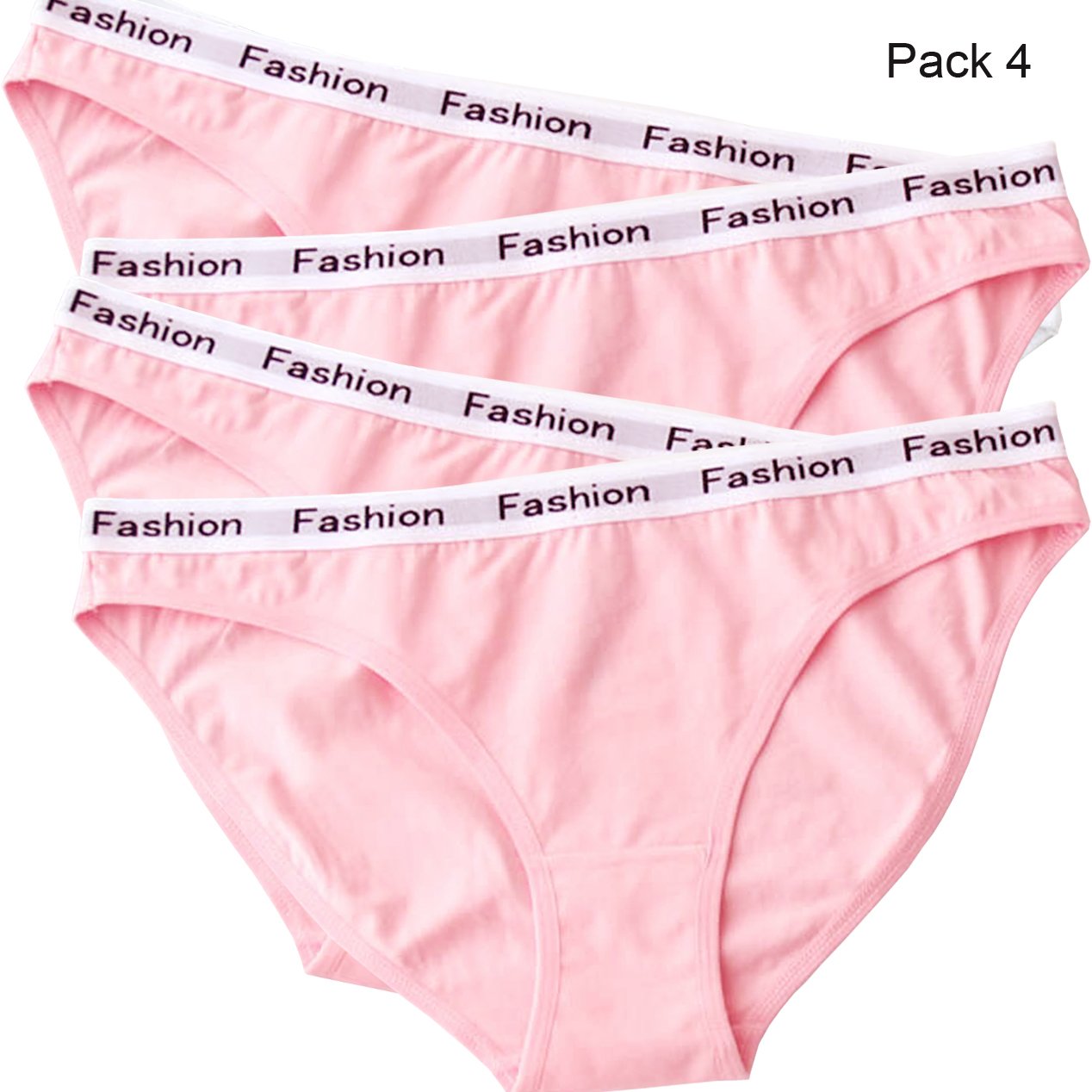 Zooma Frauen Unterwäsche Damen Pantys Hipster Panties aus Baumwolle , Rosa - 4er Pack, 3XL/EU48 Taille:44\'\'-48\'\'
