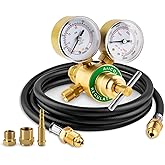 Argon Co2 Regulator, Welding Argon Gas Regulator for TIG and MIG, Dual Gauge Co2 Regulators with 6.6FT Welding Gas Hose, CGA580 Inlet Connection, 0-4000PSI Input Pressure