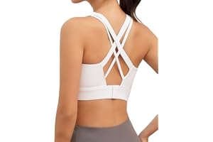 LAJERIN Sports Bras for Women, High Impact Push Up Criss Cross Back Padded Strappy Workout Running Sports Yoga Bras for Large Bust