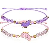Shimmeroo 2Pcs Butterfly Matching Bracelets,Friendship Bracelets for 2 for Best Friends & Couples Adjustable Bracelet Friendship Bracelet Charms Jewelry Gifts for BFF Couples Friend