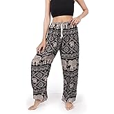 Banjamath® Women's Smocked Waist Harem Hippie Boho Yoga Palazzo Casual Pants