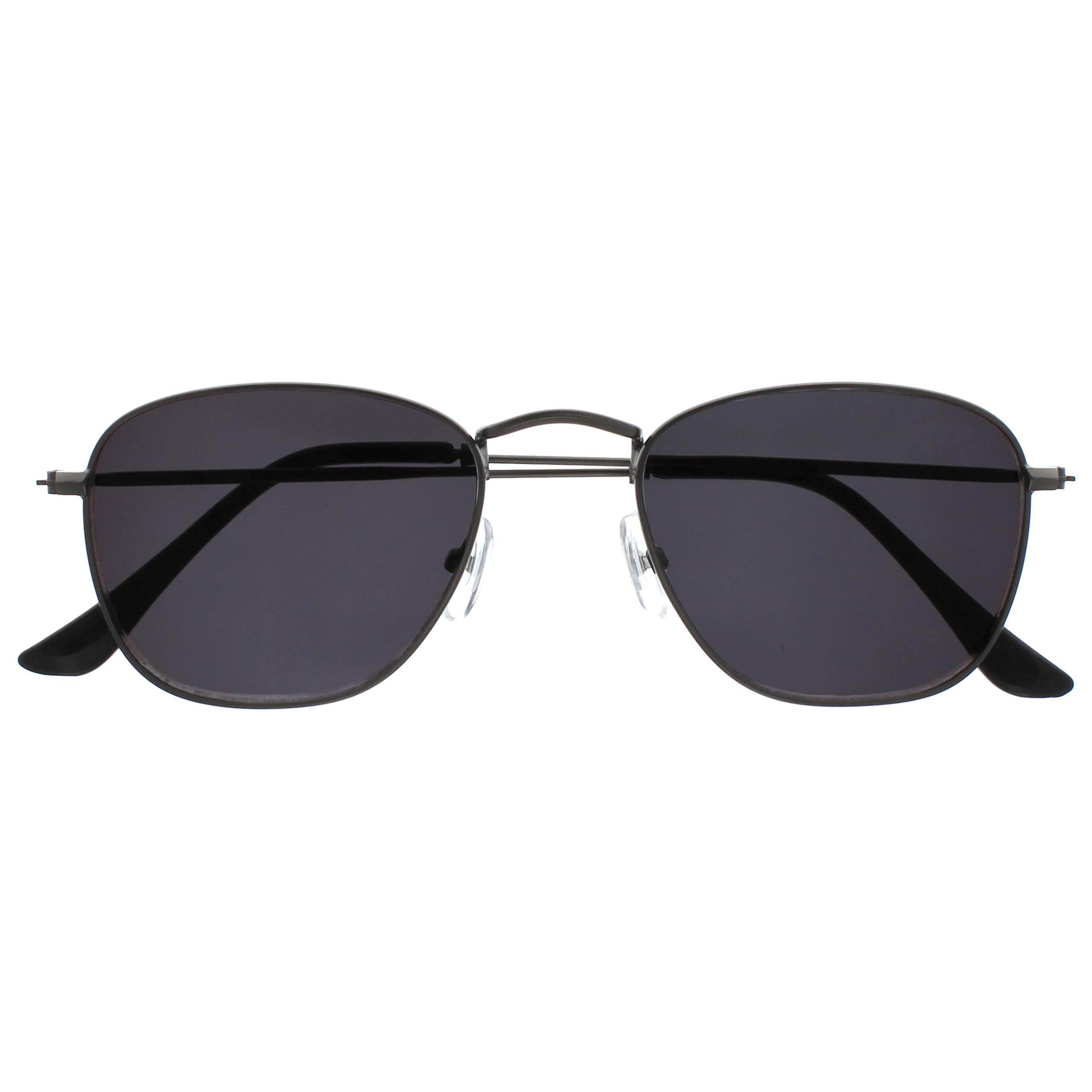 OPULIZE Sky Reading Sunglasses Thin Rimmed Classic Shape Metal Frame Scratch Resistant Tinted Lens UV400 Protection Lens Matt Gunmetal Black Tips Mens Womens S95-7 +1.50