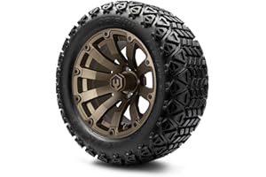 MODZ® Bomber Matte Bronze 14" Golf Cart Wheels and Arisun X-Trail (23x10-14) DOT All-Terrain Golf Cart Tires Combo - Set of 4