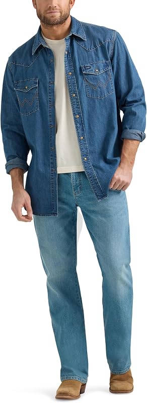 Herren Denim Collection Snap Shirt, Dark Wash Denim, Klein