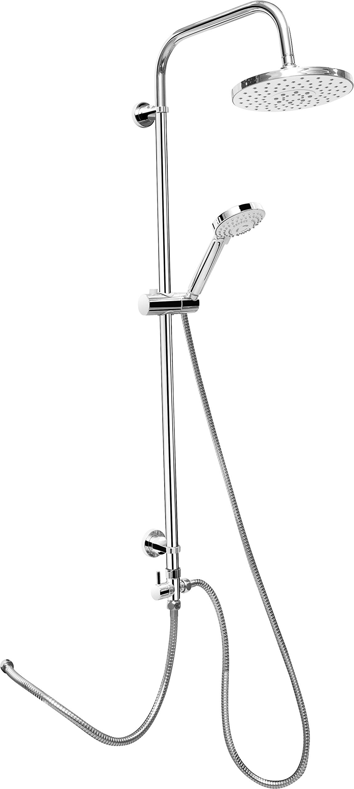 Cornat TECBW3413 Round Neo Shower System Chrome-Plated Round Shower Head with 5 Jet Types: Normal, Soft & Massage Jet, Anti-Limescale Variable Borehole Spacing/Shower Complete Set