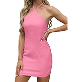 Misng Women's Fashion 2025 Tweed Halter Mini Dress Elegant Cocktail Party Business Banquet Dresses