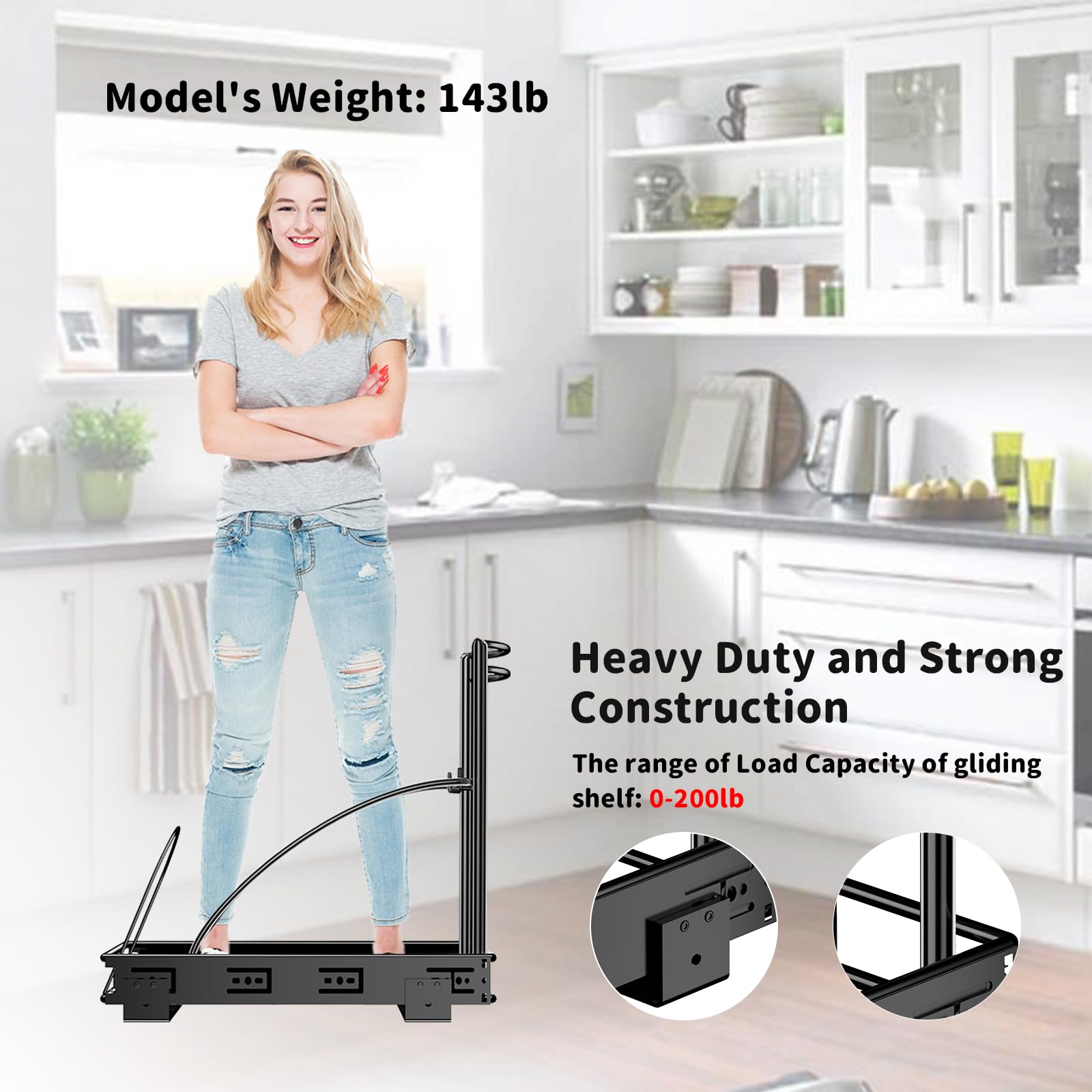 Pull Out Trash Can Under Cabinet 7-13 Gallon 50QT, Heavy Duty Under Sink Garbage Can Pull Out ≥13