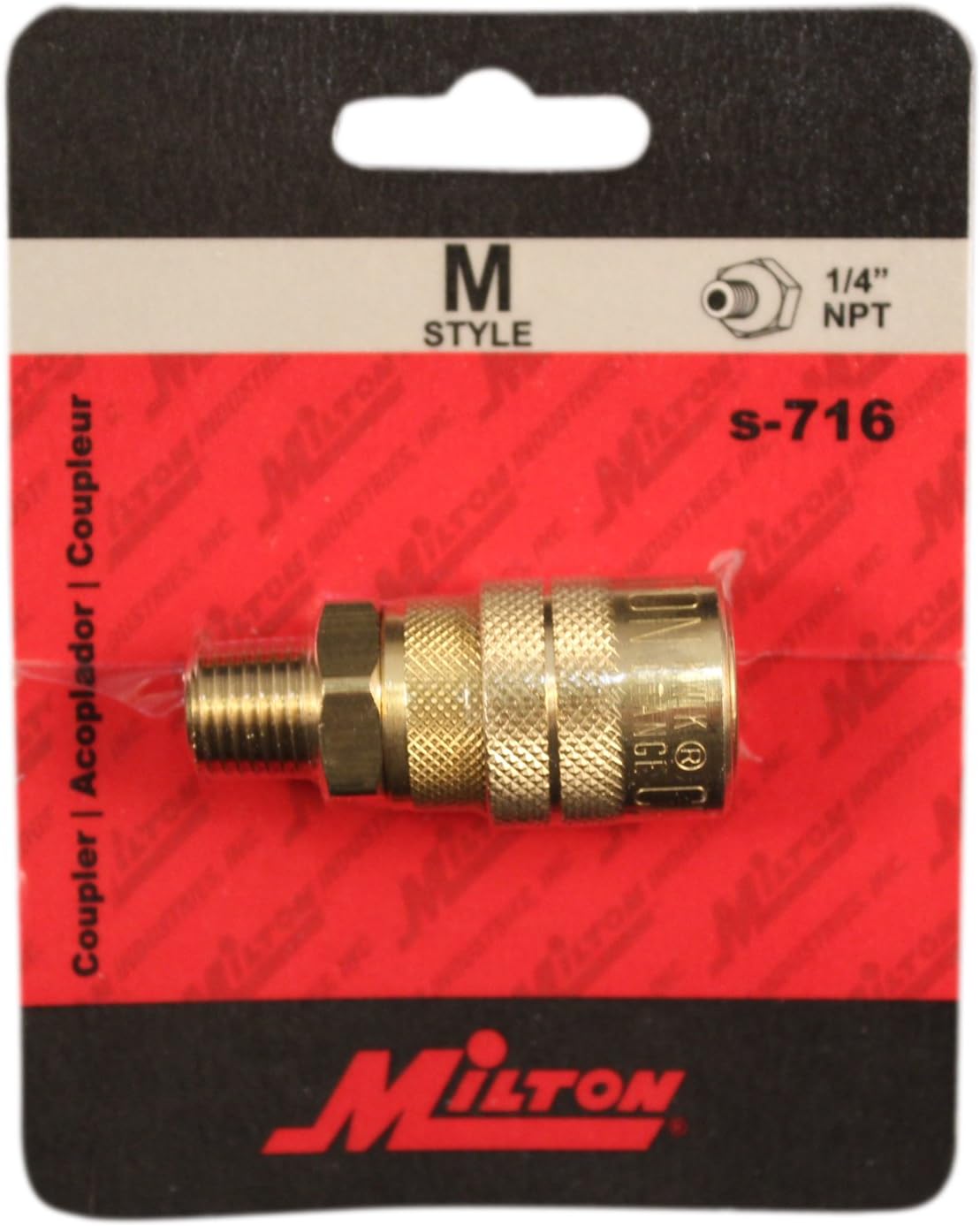 Milton (S-716) 1/4" Male NPT M Style (Industrial) Air fitting Quick Connect Coupler - Garage And Shop Products - 