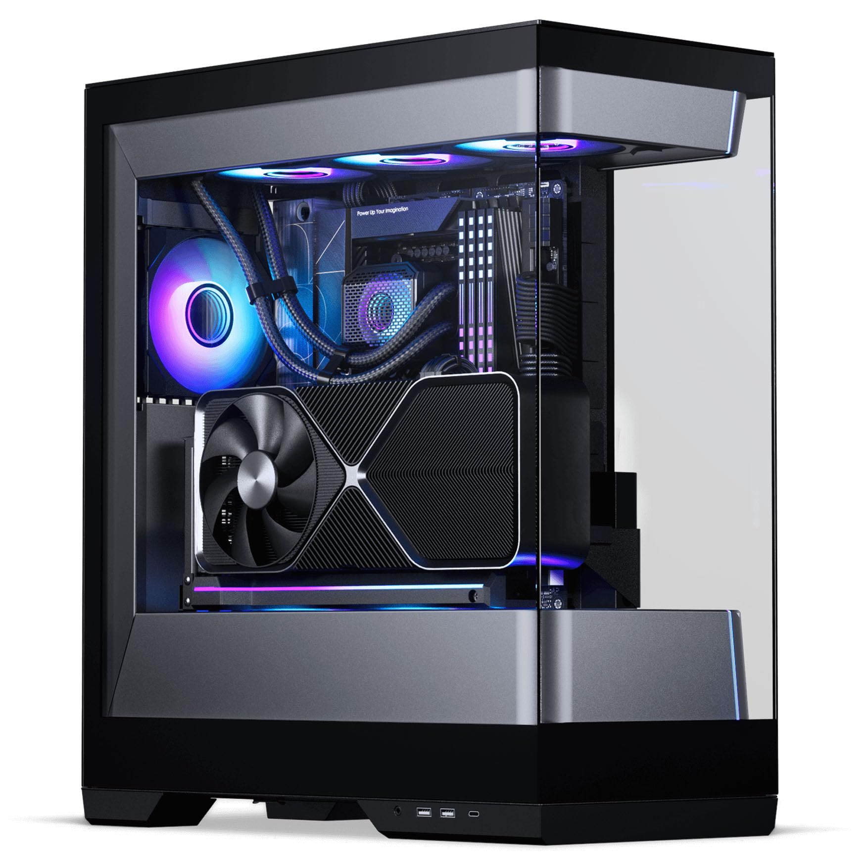 PHANTEKS Evolv S2 PC-Gehäuse Schwarz | E-ATX Midi-Tower mit Panorama-Glas, RGB, Back-Connect, 4X 120 mm Lüfter vorinstalliert 4