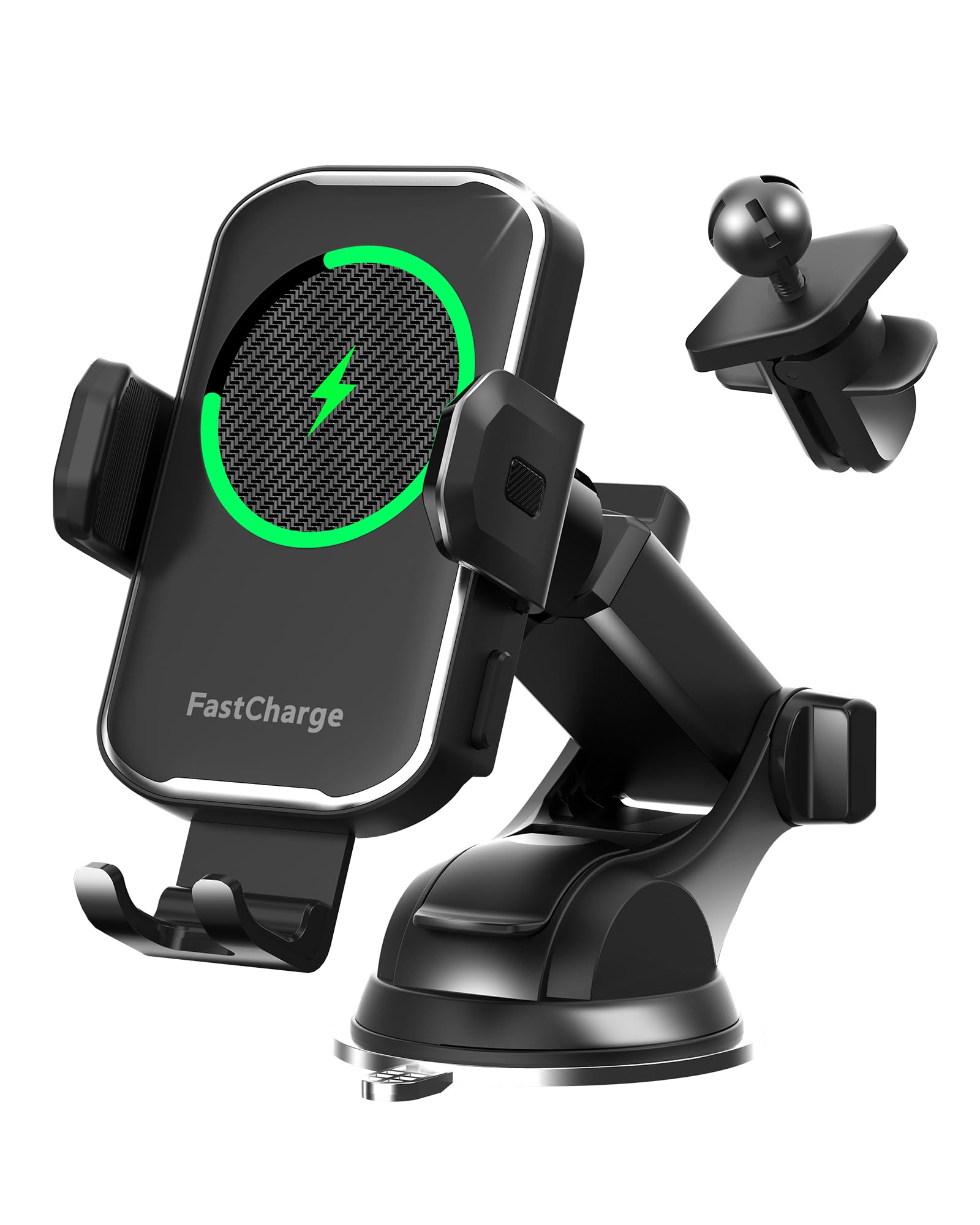 JUSAKA Wireless Car Charger,15W Fast Charging Auto Clamping Phone Holders for Your Car Compatible with iPhone 16/15/14/13, for Samsung Galaxy S24 Ultra S23 S22 S21, S20, S10+