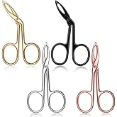 4 Pieces Eyebrow Tweezers Scissor Handle Flat Straight Tip Brow Scissors Remover Slanted Tip Facial Hair Eyebrows Stainless Steel Eyebrow Facial Remover Brow Tweezers for Women Men