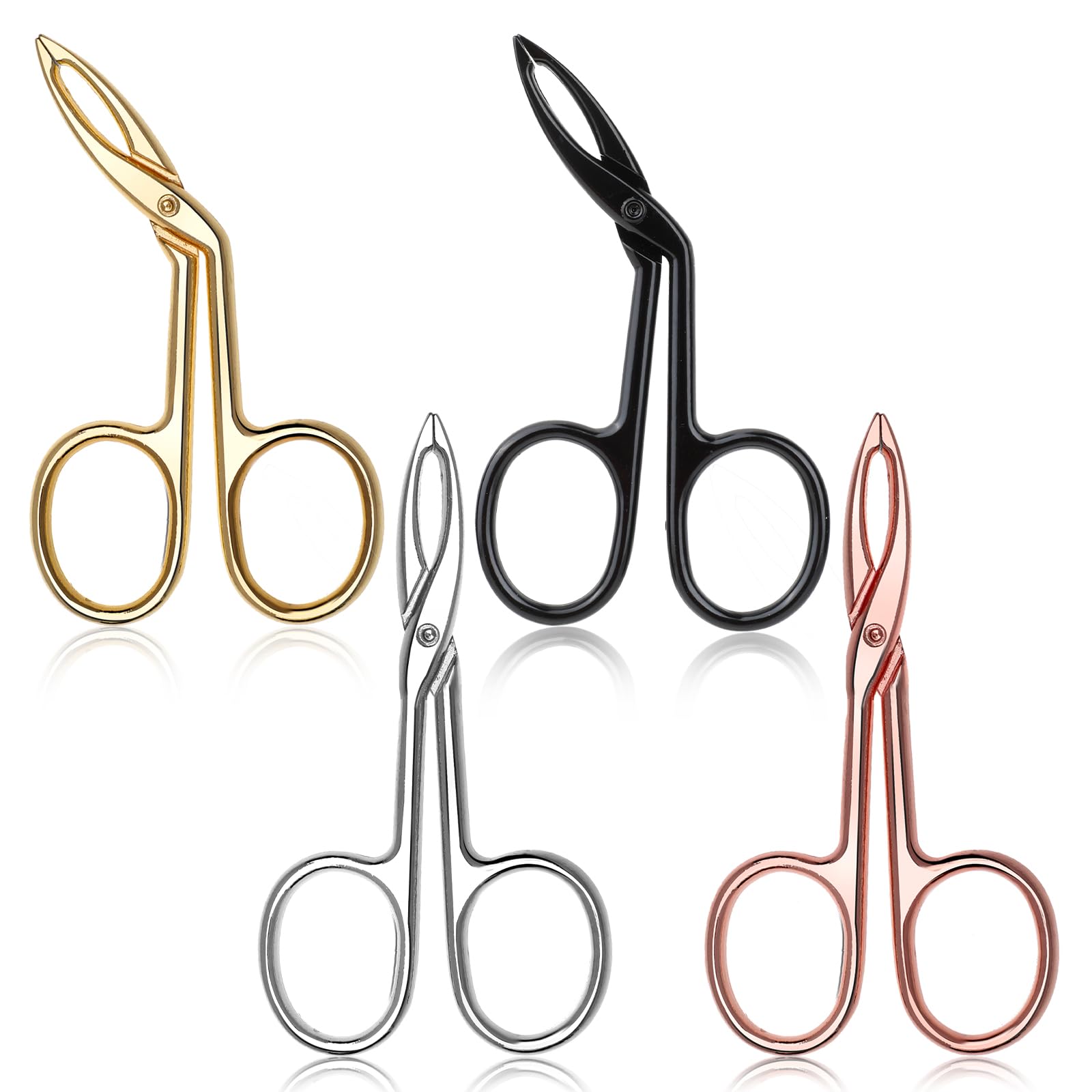 Photo 1 of 4 Pieces Eyebrow Tweezers Scissor Handle Flat Straight Tip Brow Scissors Remover Slanted Tip Facial Hair Eyebrows Stainless Steel Eyebrow Facial Remover Brow Tweezers for Women Men
