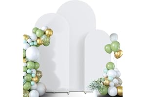 TOPEIGHT Spandex Anti Wrinkle Arch Backdrop Cover - High Elastic Fitted Arch Stand Cover Set of 3, White Round Top Chiara Backdrop Stand Cover for Wedding Birthday Party Halloween Decor 6Ft, 6.6Ft, 7.2Ft