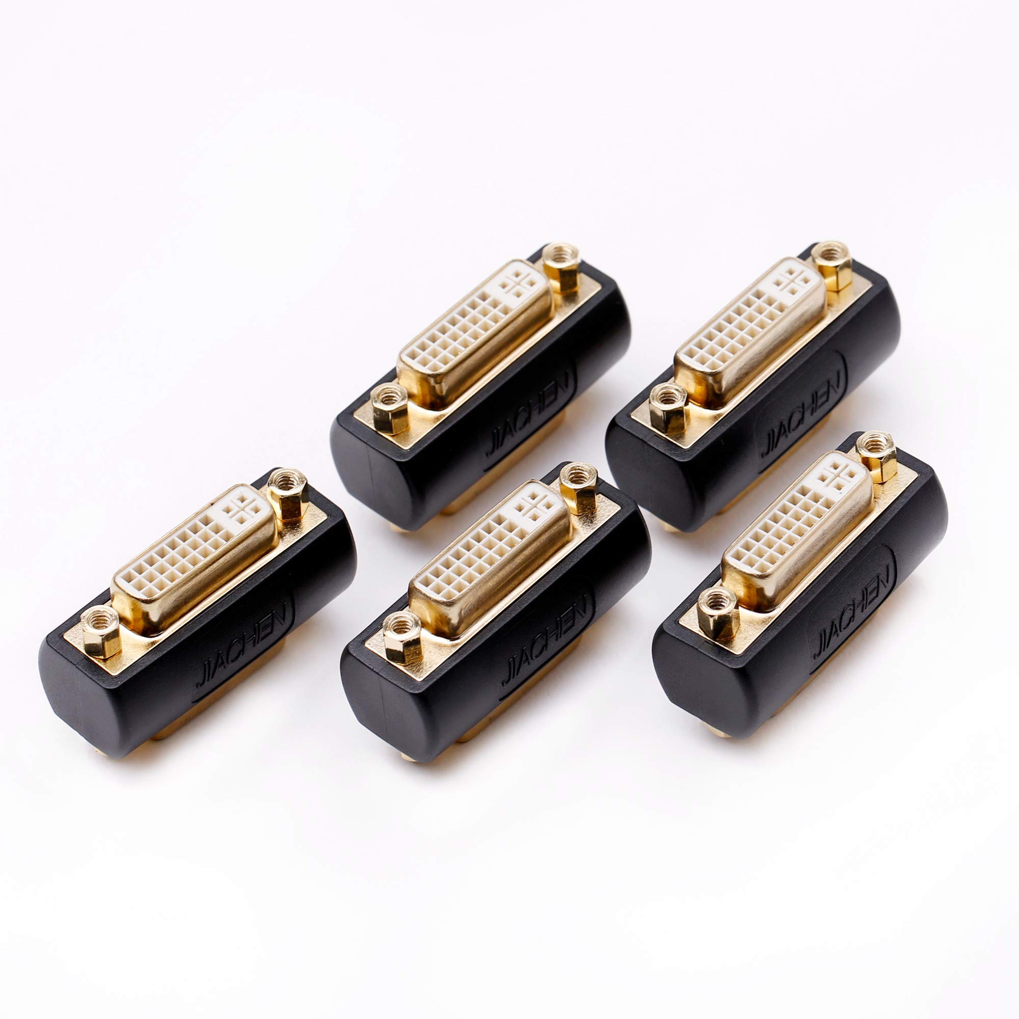 DVI coupler female to female gender changer bulkhead mount adapter (black gold plated) 5 Pack