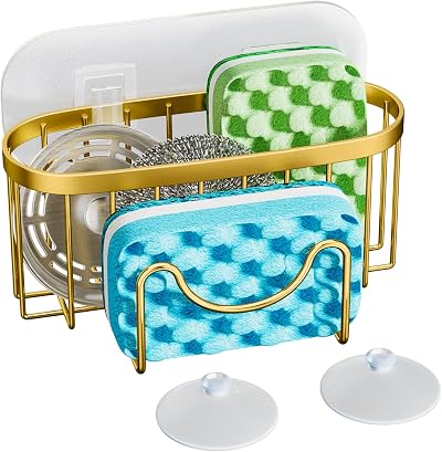 HapiRm Sink Caddy M-Shaped Sponge Holder Stainless Steel No Drilling 2 Adhesives