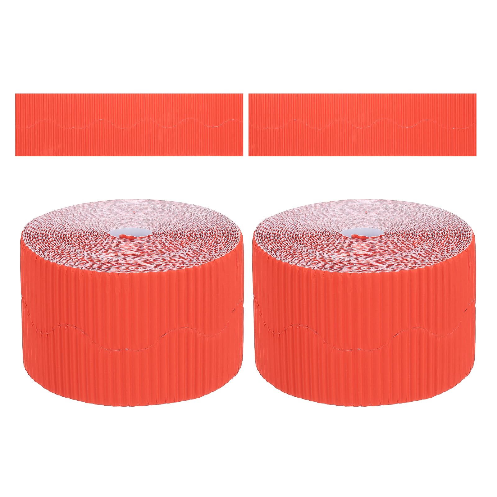 PATIKIL 3.9inch x 164ft Bulletin Board Border, Scalloped Trim Paper Corrugated Decorate Border for Locker Classroom Decor Black White Cork Poster Boards, Orange (1mm)