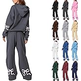 Slakkenreis Sweatsuits Women 2 Piece Outfit Bow Detail Hoodie & Wide Leg Sweatpants Casual Matching Sweat Set Lounge Sets