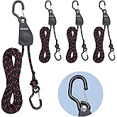 4PCS Kayak Rope Tie Down Ratchet Straps 1/4" ×12' Bow and Stern Tie Down Kayak with Safety S Hook Heavy Duty Ratchet Rope Kayak and Canoe Accessories Black