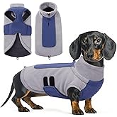 Queenmore Dog Sweater Fleece Dog Sweater Winter Dogs Jacket with Leash Hole Puppy Clothes Vest Warm Yorkie Chihuahua Dachshund for Small Dogs Cats Boy or Girl, Blue X-Small